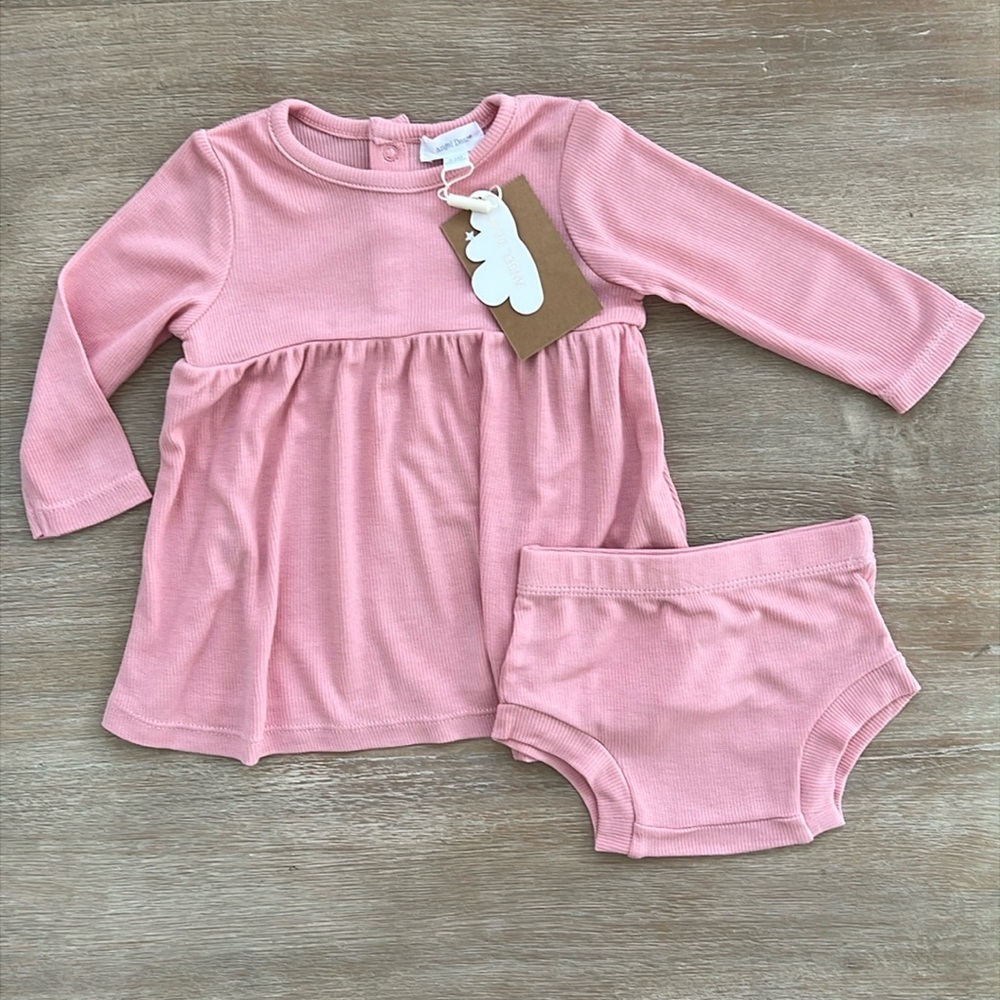 Angel Dear Rib Modal Dress Set Pink 12-18 months